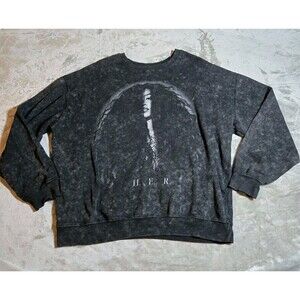 H.E.R. Gray Singer Artist Crew Neck Oversize Sweatshirt HER Marbled White XL